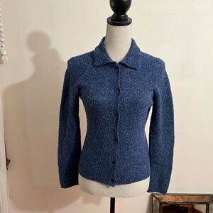 Patagonia Heathered Blue Wool Blend Cardigan Sweater with Collar Size XS